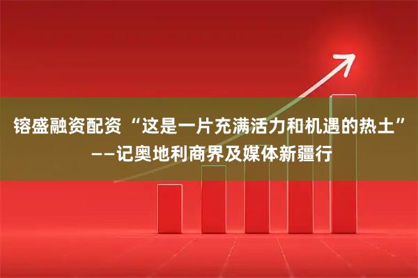 镕盛融资配资 “这是一片充满活力和机遇的热土” ——记奥地利商界及媒体新疆行